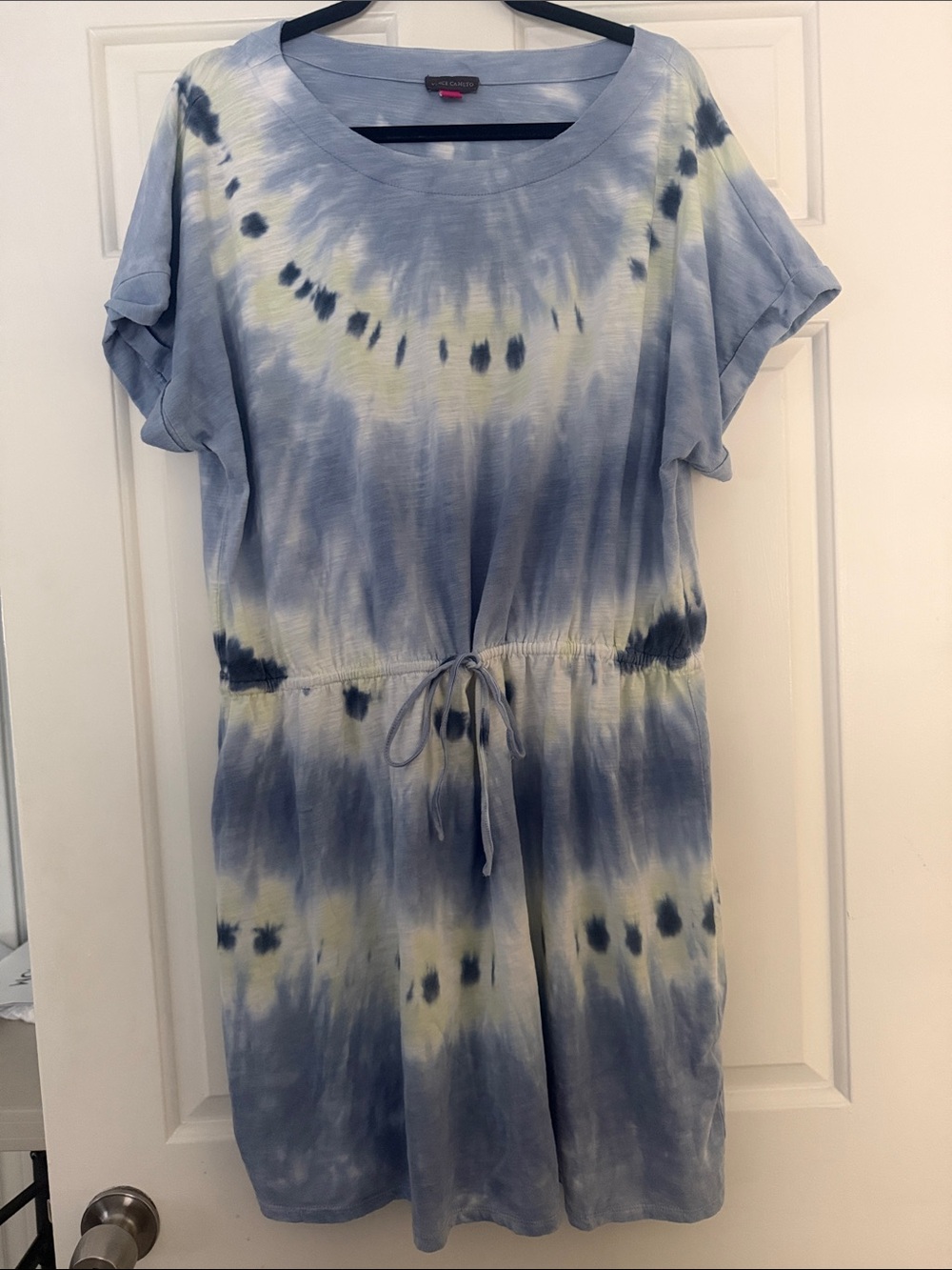 Vince Camuto Blue & Cream Tie-Dye Midi Dress